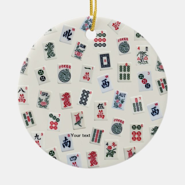 Ornamento De Cerâmica Personalizar símbolos de azulejos Mah Jongg design (Frente)