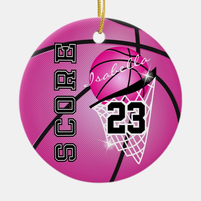 Ornamento De Cerâmica Personalizar Superstar Basquete - Rosa (Frente)