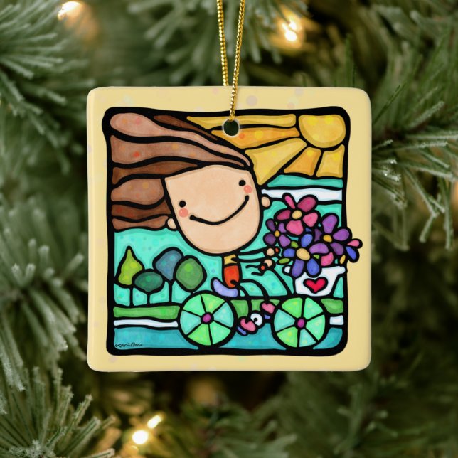 Ornamento De Cerâmica Personalizável ama bicicleta de bicicleta de motoc (Árvore)