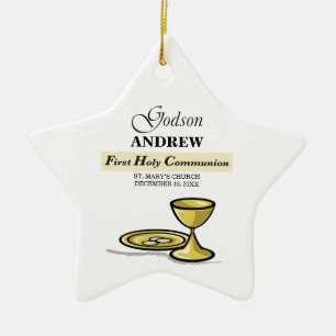 Ornamento De Cerâmica Personalizável, Chalice da Primeira Comunhão God