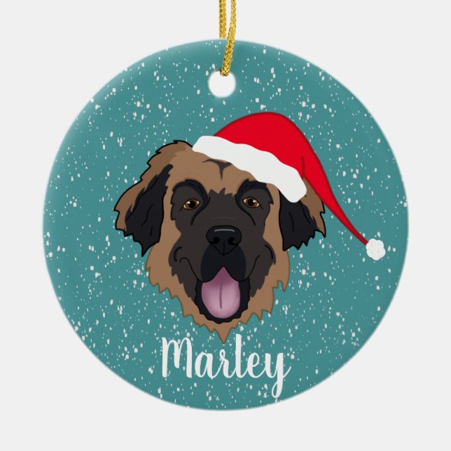 Ornamento De Cerâmica Personalizável Leonberger  (Frente)