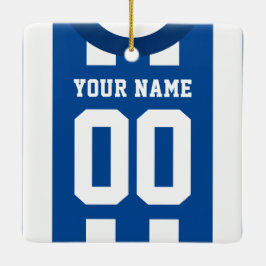 Ornamento De Cerâmica Personalizável Modelo Azul Jersey Sports