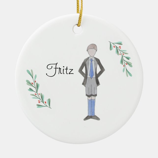 Ornamento De Cerâmica Personalizável Nutcracker Fritz Keepsaket (Frente)