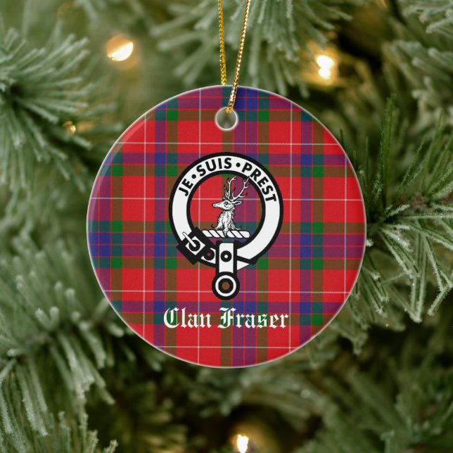 Ornamento De Cerâmica Personalizável para o Clan Fraser Crest e o Tartan (Árvore)
