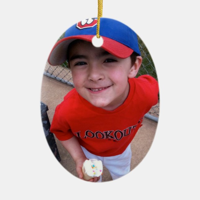 Ornamento De Cerâmica Personalize com suas fotos/texto (Frente)