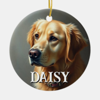 Ornamento De Cerâmica Personalize Golden Retriever