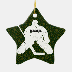 Ornamento De Cerâmica Personalize-o, Goalie do hóquei