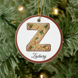 Ornamento De Cerâmica Personalize o Monograma da Letra Z de Biscoito de