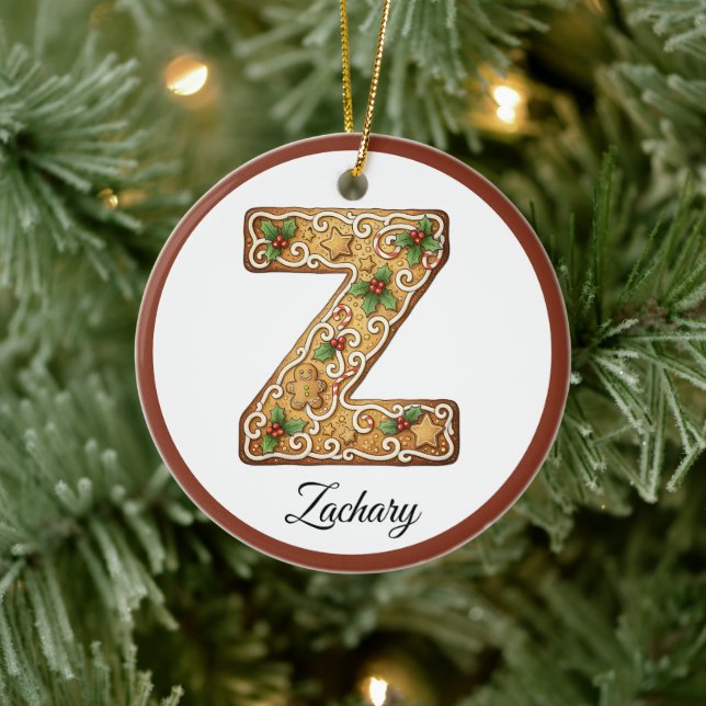 Ornamento De Cerâmica Personalize o Monograma da Letra Z de Biscoito de  (Árvore)