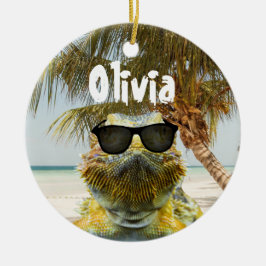 Ornamento De Cerâmica Personalize o Summer Beach Fund