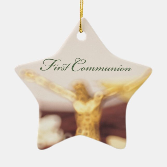 Ornamento De Cerâmica Personalize, Parabéns pela Primeira Comunhão (Frente)