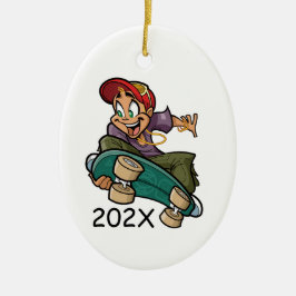 Ornamento De Cerâmica Personalize Skateboarder