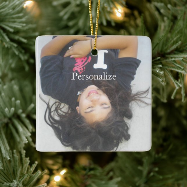Ornamento De Cerâmica Personalize Sua Foto & Texto (Árvore)