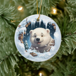Ornamento De Cerâmica Personalized 3D Polar Bear 