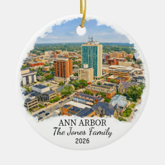 Ornamento De Cerâmica Personalized Ann Arbor Ornament, Custom Michigan