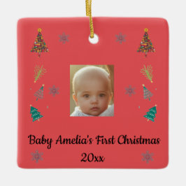 Ornamento De Cerâmica Personalized Baby’s First Christmas Ornament