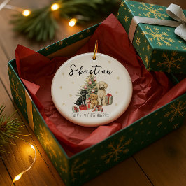 Ornamento De Cerâmica Personalized Baby's Photo, Name and Text