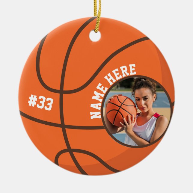 Ornamento De Cerâmica Personalized Basketball Ornaments Christmas Player (Frente)
