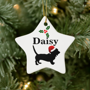 Ornamento De Cerâmica Personalized Basset Hound Dog Christmas Ornament