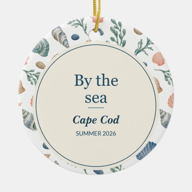 Ornamento De Cerâmica Personalized Beach Vacation Memory Ceramic (Frente)