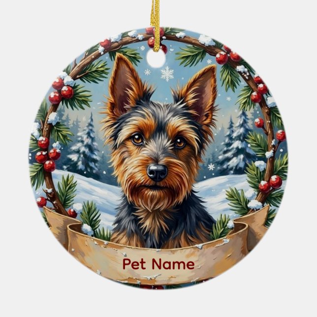 Ornamento De Cerâmica Personalized Biewer Terrier Christmas (Traseira)