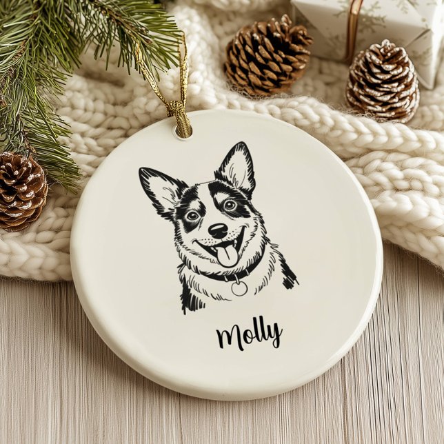 Ornamento De Cerâmica Personalized Blue Heeler Dog Christmas (Criador carregado)