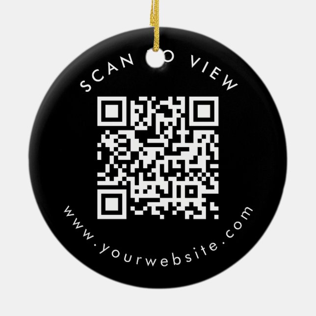 Ornamento De Cerâmica Personalized Business QR Code Website Christmas (Traseira)