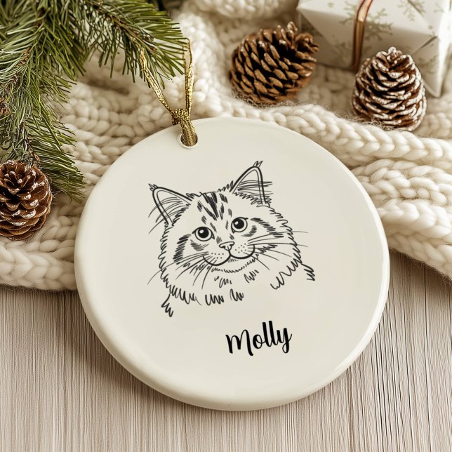 Ornamento De Cerâmica Personalized Cat Christmas (Criador carregado)