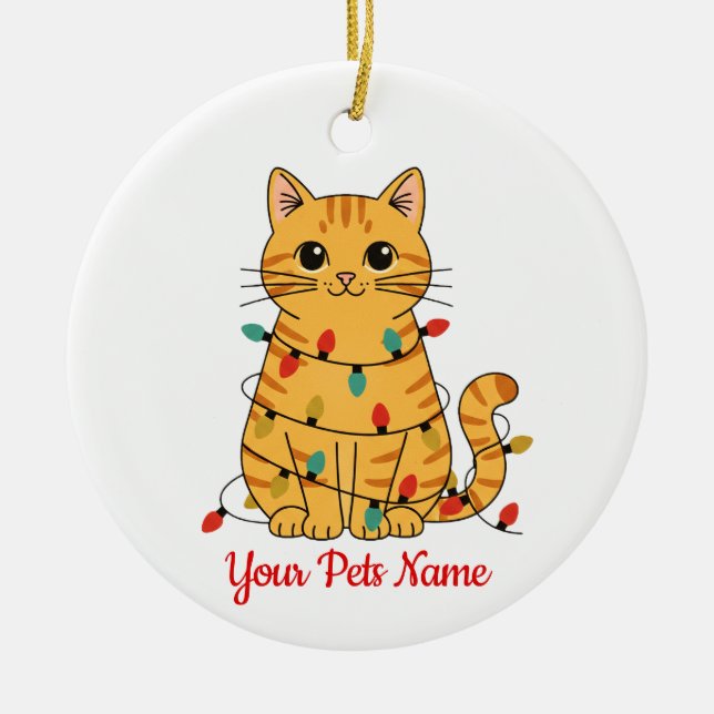 Ornamento De Cerâmica Personalized Cat Christmas Ornament (Frente)