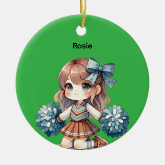 Ornamento De Cerâmica Personalized Chibi Cheerleader Christmas Ornament