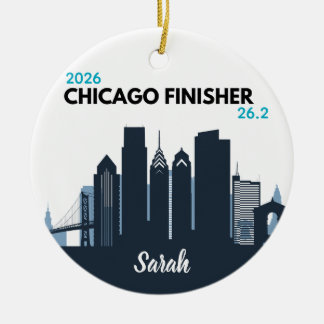 Ornamento De Cerâmica Personalized Chicago Marathon Unique Running Gift