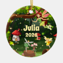 Ornamento De Cerâmica Personalized Child Name Fairy Ornament