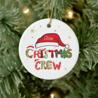 Ornamento De Cerâmica Personalized Christmas Crew Ornament