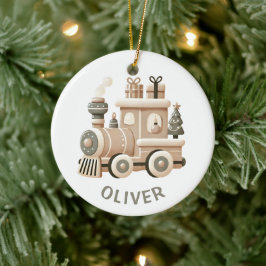 Ornamento De Cerâmica Personalized Christmas Train for Kids
