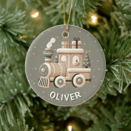 Ornamento De Cerâmica Personalized Christmas Train for Kids
