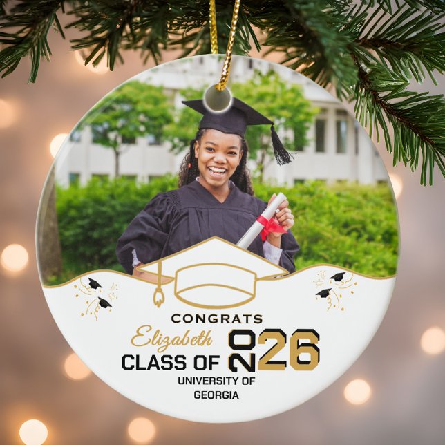 Ornamento De Cerâmica Personalized Congrats Graduate Gift Custom Photo (Criador carregado)