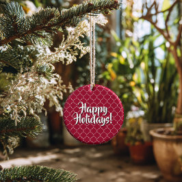 Ornamento De Cerâmica Personalized Crimson Quatrefoil