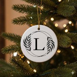 Ornamento De Cerâmica Personalized Custom Monogram Gift