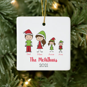 Ornamento De Cerâmica Personalized Cute Christmas Family