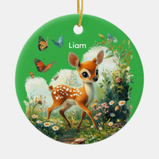 Ornamento De Cerâmica Personalized Cute Fawn