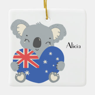 Ornamento De Cerâmica Personalized Cute Koala Australian Christmas