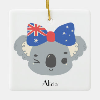 Ornamento De Cerâmica Personalized Cute Koala Australian Christmas