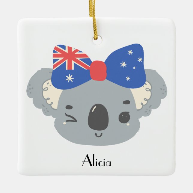 Ornamento De Cerâmica Personalized Cute Koala Baby's 1st Christmas (Frente)