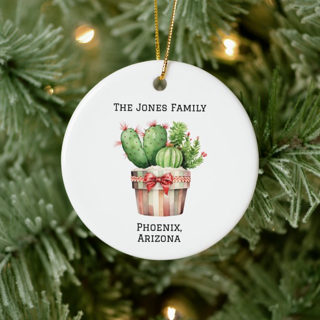 Ornamento De Cerâmica Personalized Cute Potted Cactus  (Árvore)