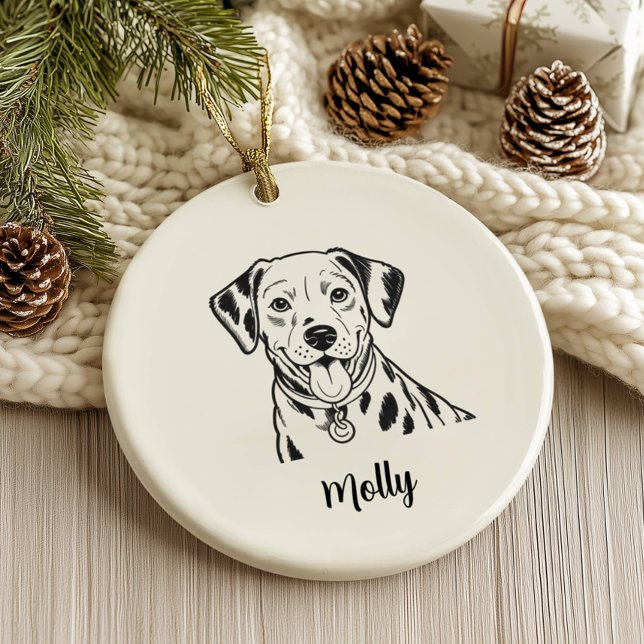 Ornamento De Cerâmica Personalized Dalmatian Dog Christmas (Criador carregado)