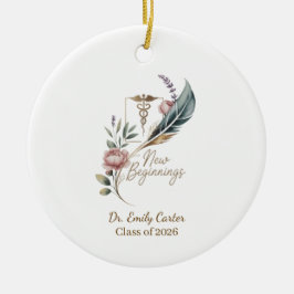 Ornamento De Cerâmica Personalized Doctor Graduation New Beginnings
