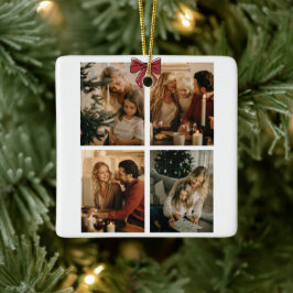 Ornamento De Cerâmica Personalized Family Christmas Photos Ornament
