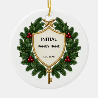 Ornamento De Cerâmica Personalized Family Crest Christmas Ornament