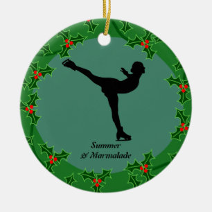 Ornamento De Cerâmica Personalized figure skater dancing on ice