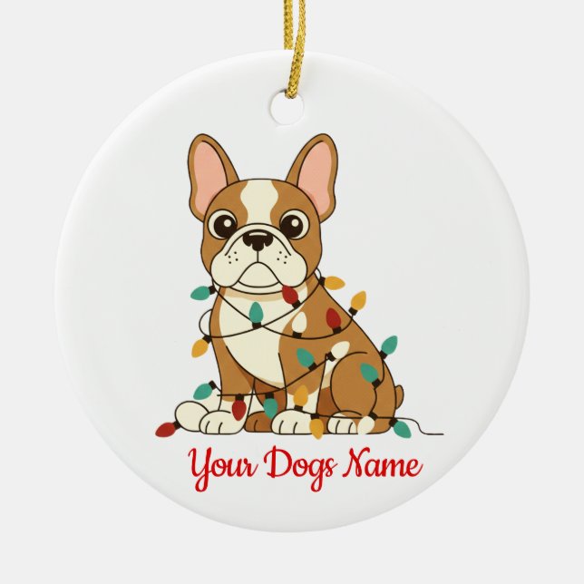 Ornamento De Cerâmica Personalized French Bulldog Christmas Ornament (Frente)